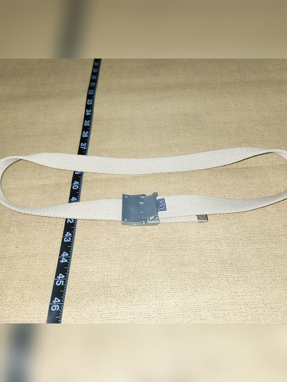 Ralph Lauren Vintage Beige Canvas Web Belt with Metal RL Flag Logo Buckle - Picture 5 of 10